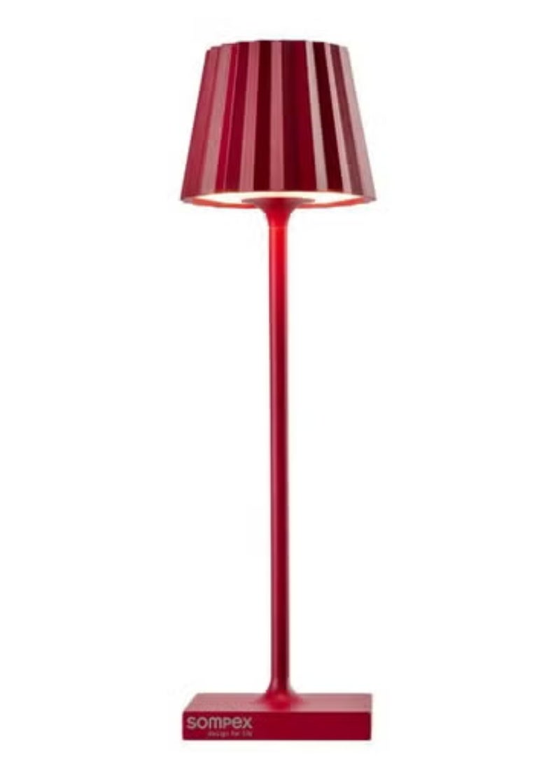 Sompex Troll Nano Table Lamp (Matte finish) | Indoor & Outdoor | 2 light colours | Stepless touch dimmer | 1.6W LED Battery Operated | Aluminium | 54 (splash and dust proof) 10 x 21 cm - Red - Image 1
