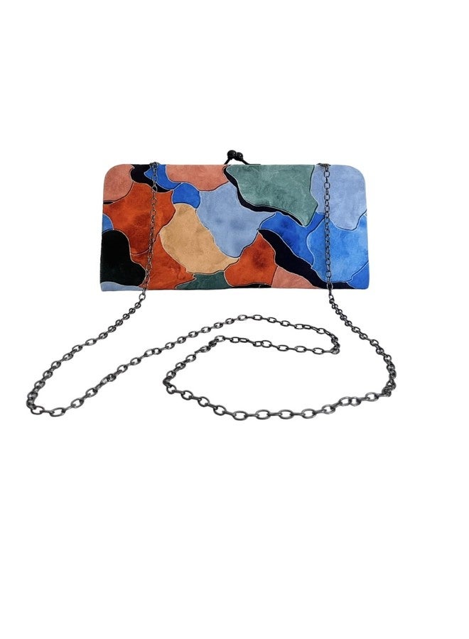 W2S Women's Slingbag/Clutch (25x15 Cm), Detachable Chain Sling Strap, Ladies Purse Wallet (Orange Blue) - Image 1