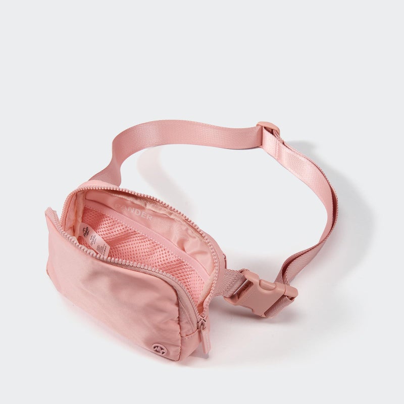 Pander Two Way Zipper Fanny Pack Nylon Everywhere Belt Bag for Women, Water Repellent Waist Packs, Crossbody Bags with Adjustable Strap (Mono Pink). - Image 5