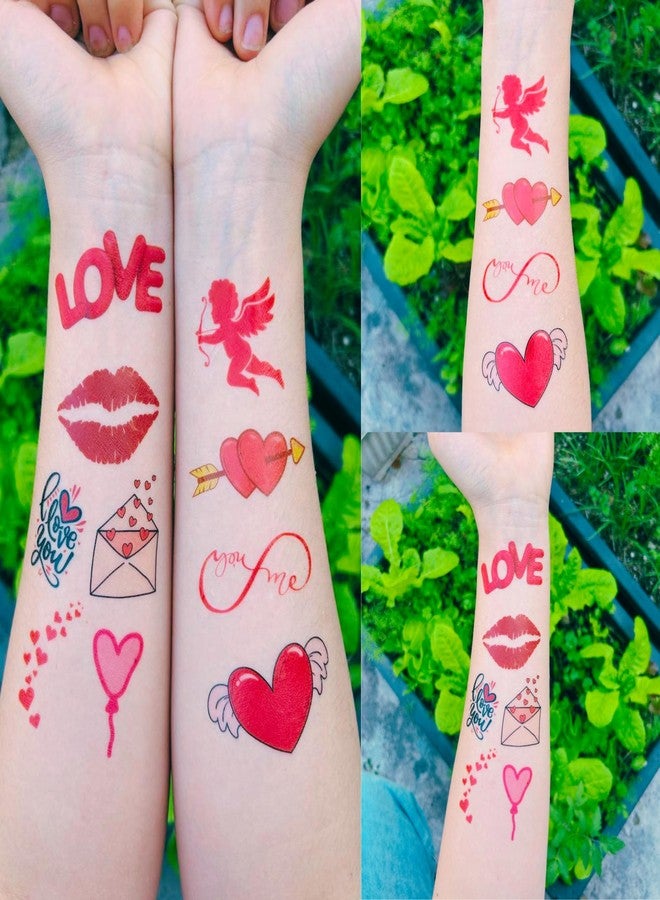 Backtopeia Valentine Temporary Tattoos Valentine Decorations Party Favors Love Kiss Heart Rose Lips Rose Party Supplies Accessories Gift Idea For Couple Stickers Décor Kids Boy Girls Teens Adult - Image 5
