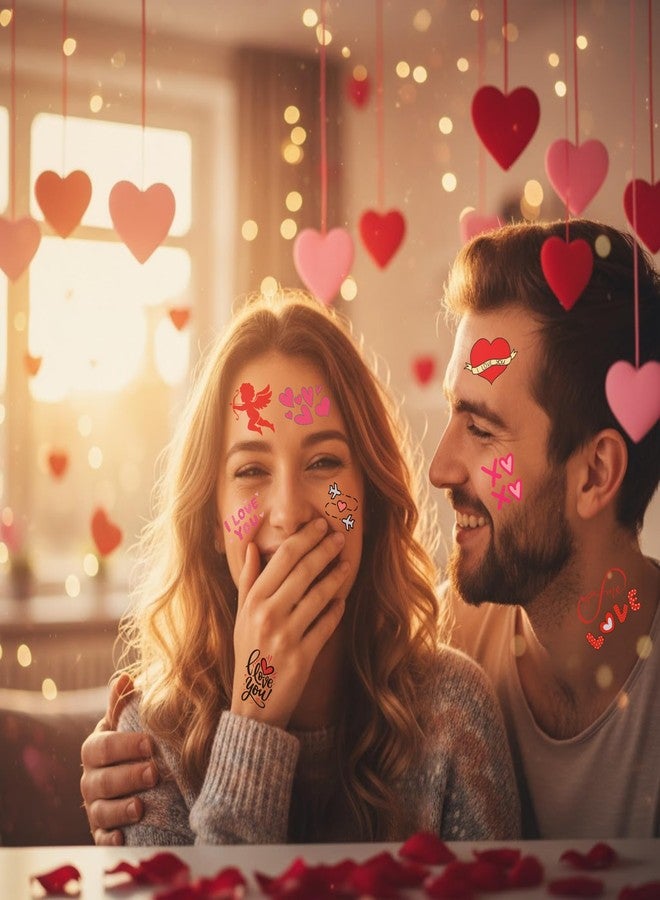 Backtopeia Valentine Temporary Tattoos Valentine Decorations Party Favors Love Kiss Heart Rose Lips Rose Party Supplies Accessories Gift Idea For Couple Stickers Décor Kids Boy Girls Teens Adult - Image 2