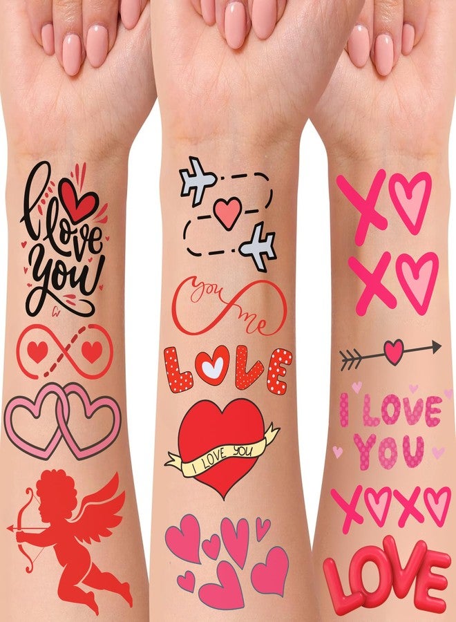 Backtopeia Valentine Temporary Tattoos Valentine Decorations Party Favors Love Kiss Heart Rose Lips Rose Party Supplies Accessories Gift Idea For Couple Stickers Décor Kids Boy Girls Teens Adult - Image 3