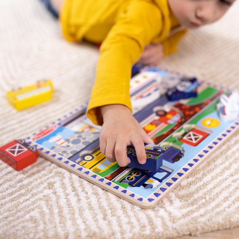 Melissa & Doug لعبة بازل خشبية سميكة من ميليسا ودوج - طائرة، قطار، سيارات، وزوارق (9 قطع) - معتمدة من FSC - Image 5