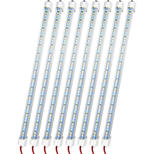Rifachua 12v LED Interior Light Bar, DC 12 Volt led Strip Lights with Switch and Magnets, 6500K White Light for Enclosed Cargo Trailer Car RV Van Truck Lorry Cabinet Camper Boat Caravan Motorhome 8P - Image 1