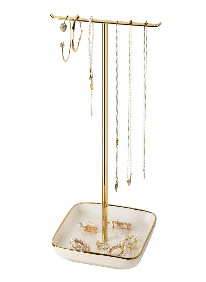 pickpiff Jewelry Holder Stand with Ceramic Base gold - Image 1