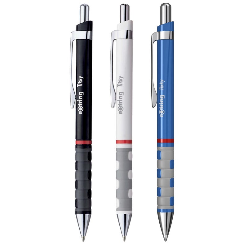 Rotring قلم روترينج للكتابة بسلاسة - متوسط الحجم | حبر أزرق | 1.0 مم | جسم أسود من البلاستيك ABS | سلسلة تيكي - Image 5