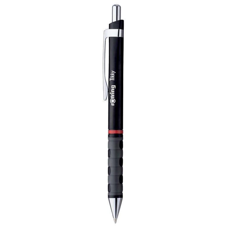 Rotring قلم روترينج للكتابة بسلاسة - متوسط الحجم | حبر أزرق | 1.0 مم | جسم أسود من البلاستيك ABS | سلسلة تيكي - Image 1