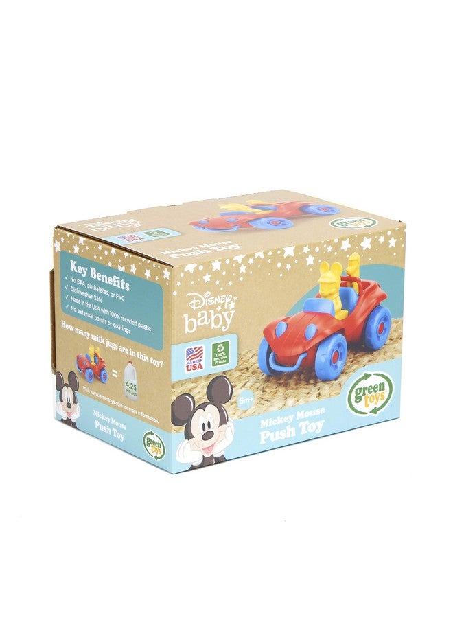 Green Toys لعبة دفع ميكي ماوس من ديزني للأطفال - لعب تخيلي، مهارات حركية، سيارة لعبة للأطفال. آمنة للرضع والأطفال الصغار. خالية من BPA، الفثالات، PVC. آمنة للغسل في غسالة الصحون، مصنوعة من بلاستيك معاد تدويره، مصنوعة في الولايات المتحدة. - Image 5