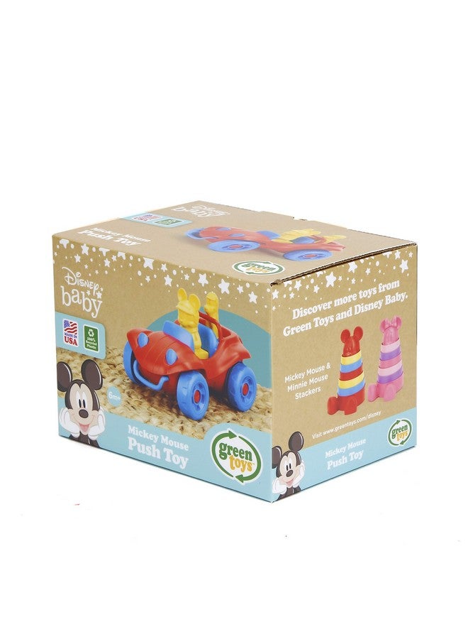 Green Toys لعبة دفع ميكي ماوس من ديزني للأطفال - لعب تخيلي، مهارات حركية، سيارة لعبة للأطفال. آمنة للرضع والأطفال الصغار. خالية من BPA، الفثالات، PVC. آمنة للغسل في غسالة الصحون، مصنوعة من بلاستيك معاد تدويره، مصنوعة في الولايات المتحدة. - Image 4