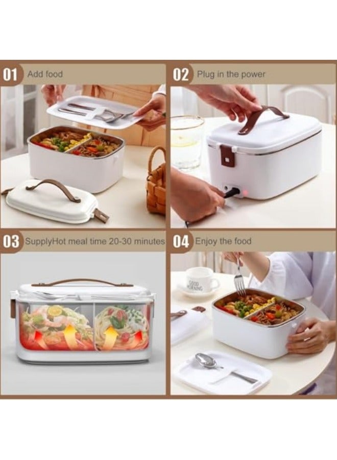 جيجيرو صندوق غداء كهربائي مسخن للطعام، 1.8 لتر مقاوم للتسرب وسخان طعام وصندوق غداء مسخن مع شوكة وملعقة، صندوق بينتو محمول 2 في 1 للسيارة والمكتب والمدرسة والتخييم والسفر - Image 3