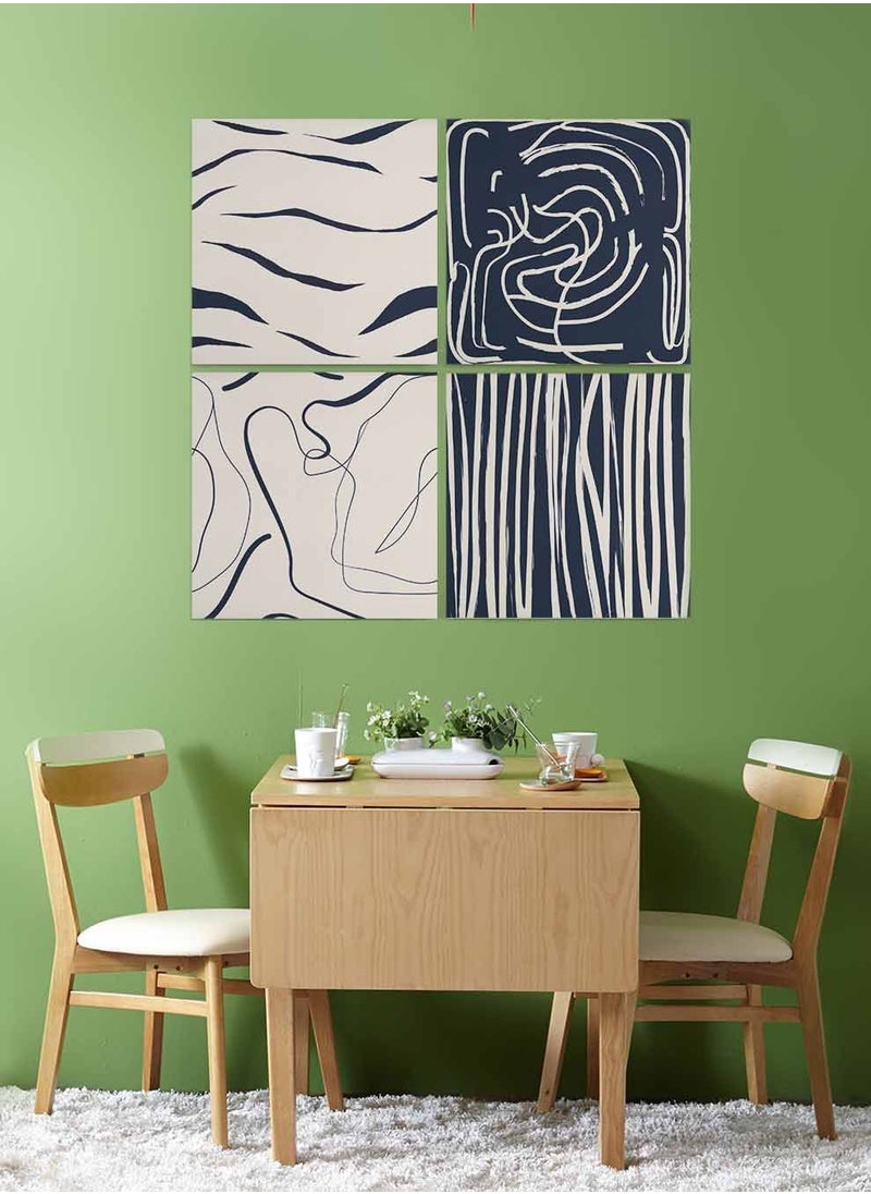 LOWHA Set Of 4 Framed Square Canvas Wall Arts Stretched Over Wooden Frame, Abstract Painting, For Home, Living Room, Office Decor  - Image 3