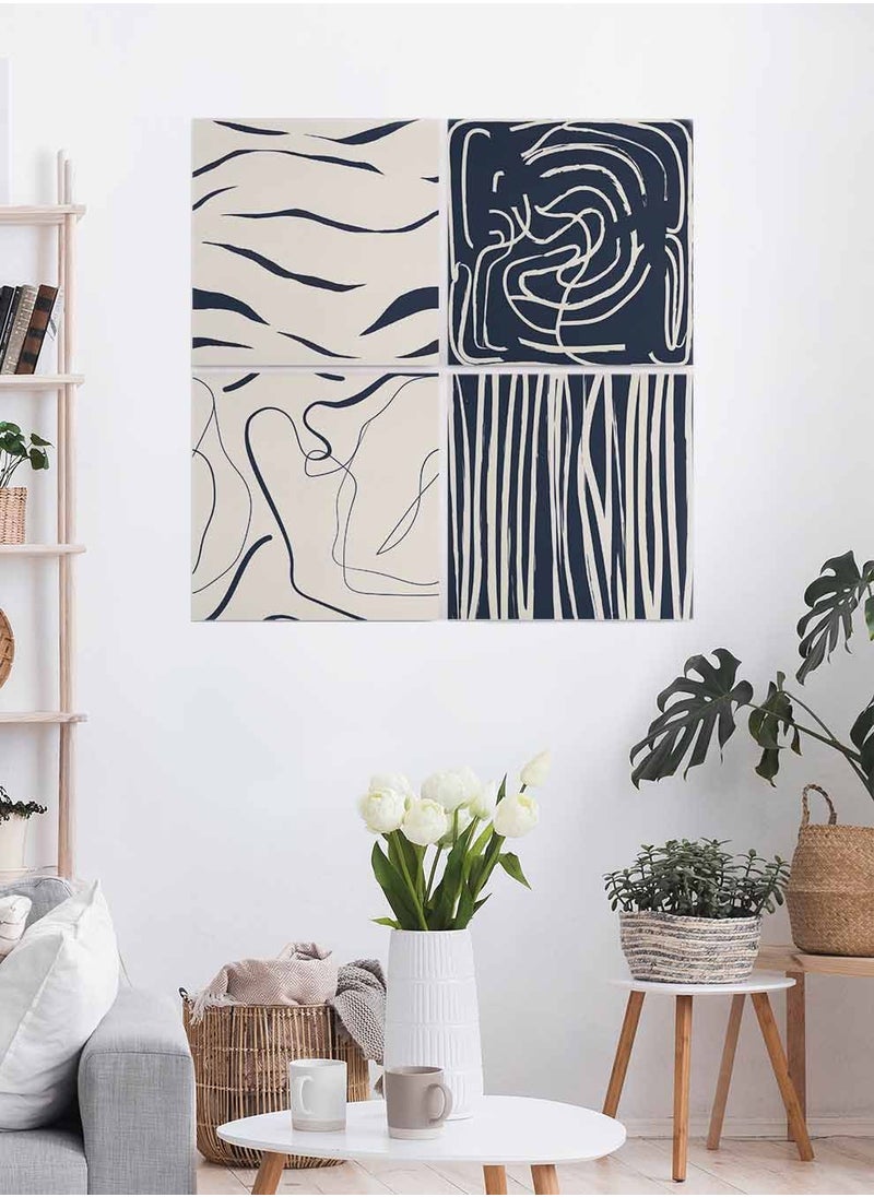 LOWHA Set Of 4 Framed Square Canvas Wall Arts Stretched Over Wooden Frame, Abstract Painting, For Home, Living Room, Office Decor  - Image 2