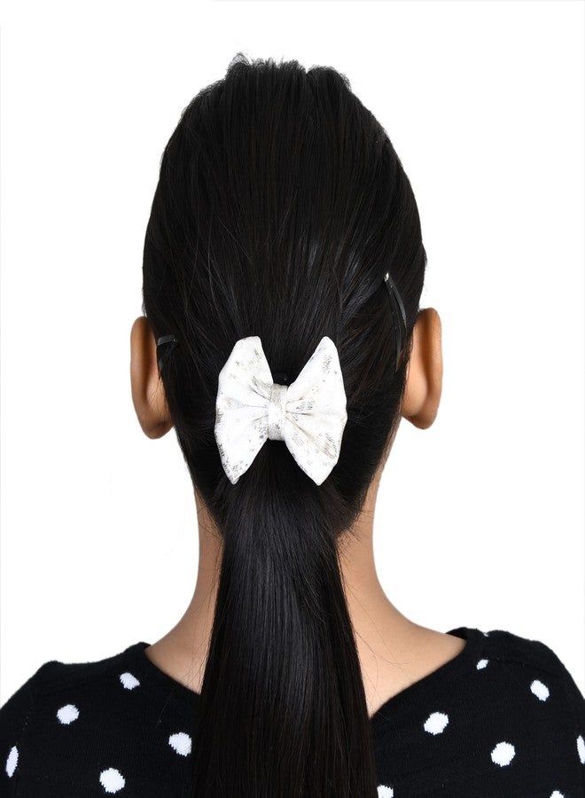 Nnr Premium Faux Leather Hair Bow Rubber Bands For Girls, Pack Of 3 Pcs-Multicolor - Image 4