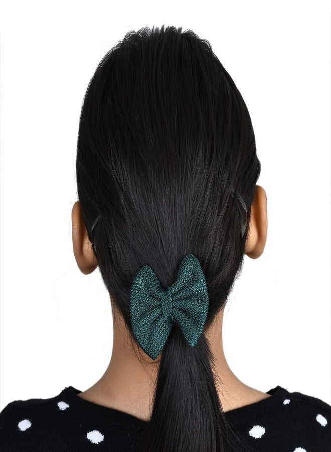 Nnr Premium Faux Leather Hair Bow Rubber Bands For Girls, Pack Of 3 Pcs-Multicolor - Image 3