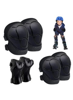 SYOSI Knee Pads for Kids Elbow Pads Set, Toddler Protective Gear Set, Kids Elbow Pads and Knee Pads for Girls Boys, with Wrist Guards 3 in 1, for Cycling Electric Bike Rollerblading Scooter (Black)  - Image 1