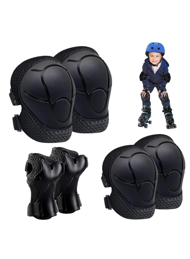 SYOSI Knee Pads for Kids Elbow Pads Set, Toddler Protective Gear Set, Kids Elbow Pads and Knee Pads for Girls Boys, with Wrist Guards 3 in 1, for Cycling Electric Bike Rollerblading Scooter (Black) - Image 1
