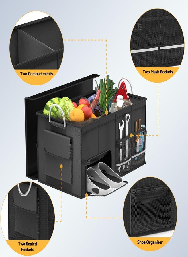 CLESOO Car Trunk Organizer with Lid - Collapsible Multi Compartment Car Organizer - Multiple Pockets, Multi-purpose Travel Accessory - Anti-slip & Leak-proof Fits any Car, SUV, Minivan - Image 3