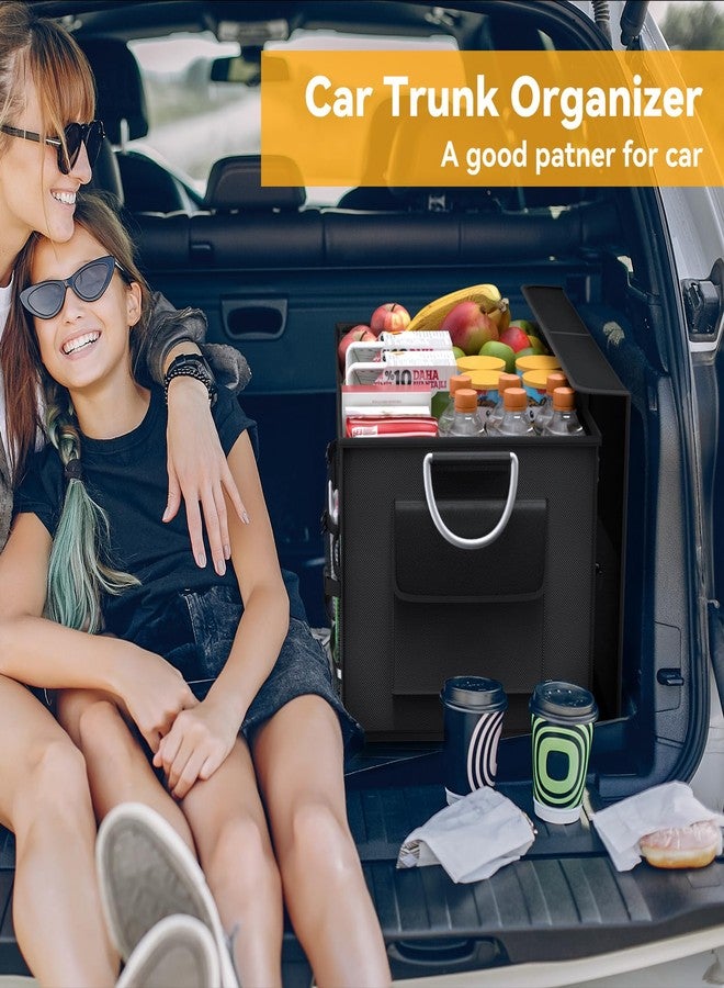 CLESOO Car Trunk Organizer with Lid - Collapsible Multi Compartment Car Organizer - Multiple Pockets, Multi-purpose Travel Accessory - Anti-slip & Leak-proof Fits any Car, SUV, Minivan - Image 2