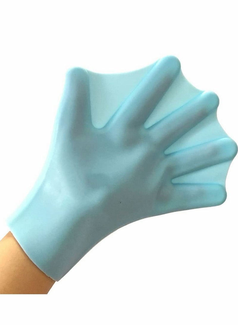 SYOSI Silicone Webbed Swimming Gloves Aqua Fit Swim Training Web for Swimming,Closed Full Finger Water Unisex Kids - 2PCS - Image 1