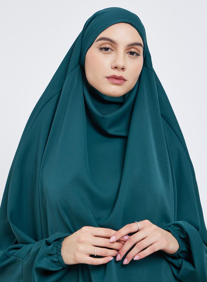 Take Two Styli Dark Green Batwing Sleeve Hooded Abaya - Image 3