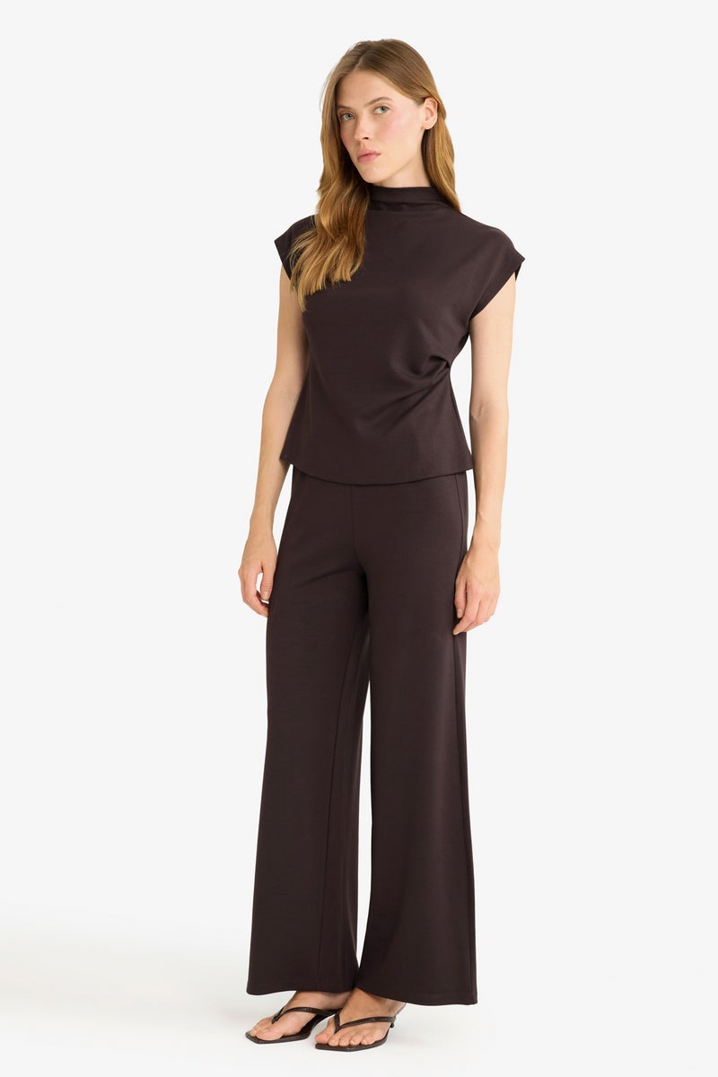 DeFacto Brown Woman Wide Leg Trousers Casual - Image 3