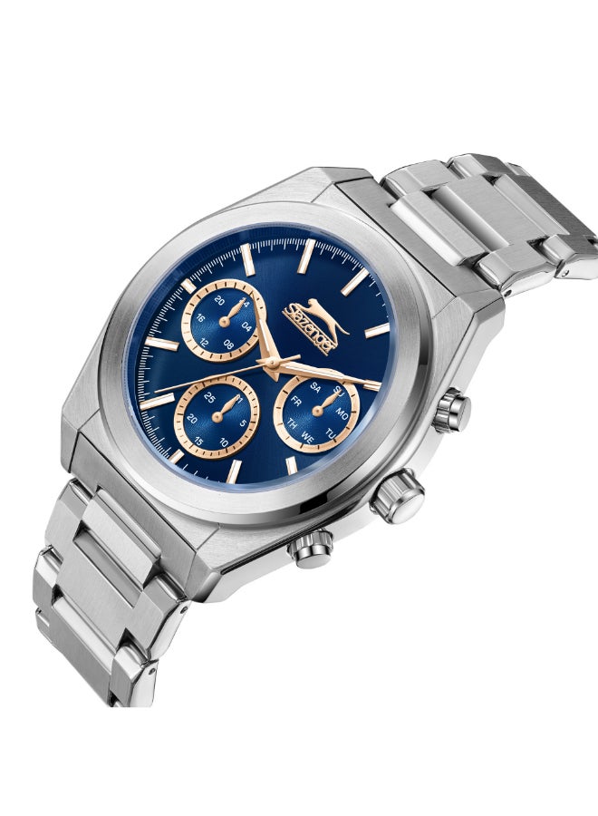 سلازنجر ساعة رجالية متعددة الوظائف بسوار معدني فضي - Image 4