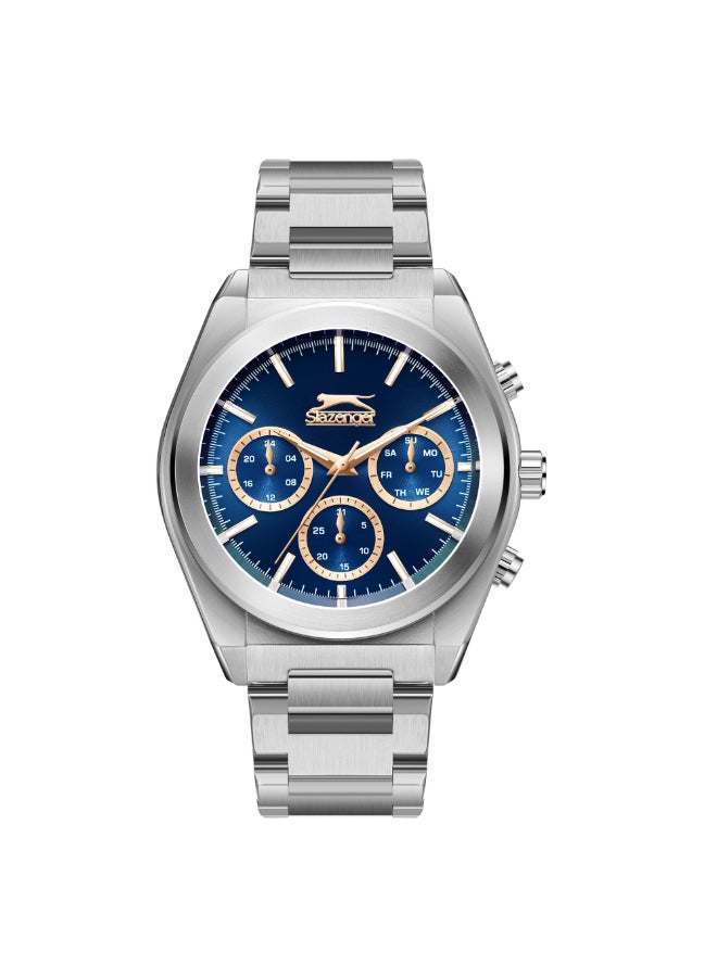 سلازنجر ساعة رجالية متعددة الوظائف بسوار معدني فضي - Image 1