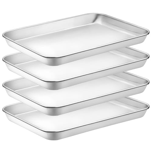 Quarter Sheet Pan Set of 4 CEKEE Stainless Steel Baking Sheet  Cookie Sheets for Baking Baking Sheet Pan Oven Tray Heavy Duty  Easy Clean Baking Pans Set  Size 12 x 10 x 098 Inch