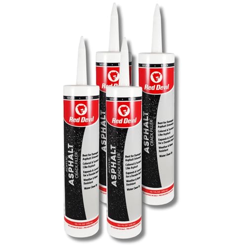 Red Devil 0637 Asphalt Crack Filler Sealant, Driveway Sealer, Acrylic, Black, 10.1 fl. oz., Pack of 4, Made in USA - Image 1
