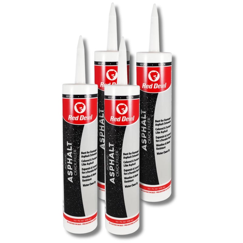 Red Devil 0637 Asphalt Crack Filler Sealant, Driveway Sealer, Acrylic, Black, 10.1 fl. oz., Pack of 4, Made in USA - Image 2