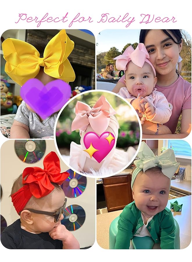 erorex 20Pcs Baby Girls Bows Headbands Nylon Hairbands Ribbon Bow Elastic Hair Accessories For Newborns - Image 5