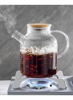 Sweet Home Sweet Home Transparent Glass Teapot Kettle With Bamboo Lid Borosilicate Glass Teapot Heat Resistance, Lightweight Teapot & Crack-resistant Tea Pot  - Image 2