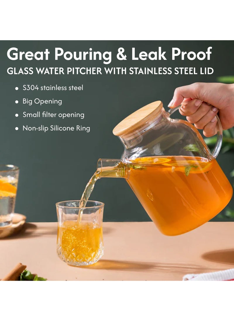 Sweet Home Sweet Home Transparent Glass Teapot Kettle With Bamboo Lid Borosilicate Glass Teapot Heat Resistance, Lightweight Teapot & Crack-resistant Tea Pot  - Image 5