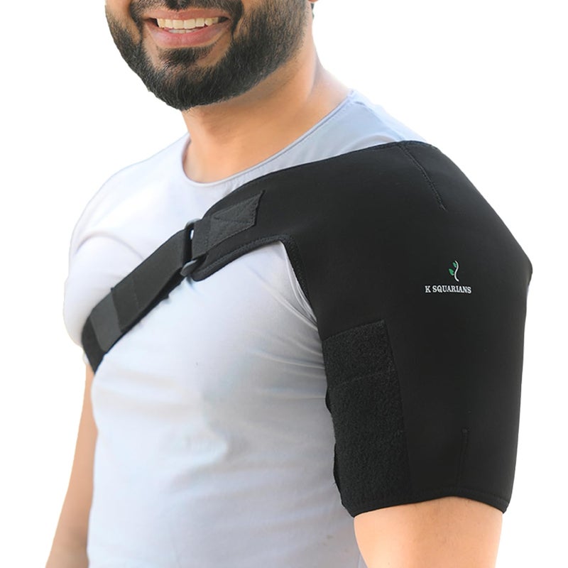 K SQUARIANS Shoulder Support Belt for Men & Women | Pain Relief Brace with Double Lock, Neoprene Compression Pad | Arm Sling, Rotator Cuff, Frozen, Dislocated Shoulder | Universal Size - Image 1
