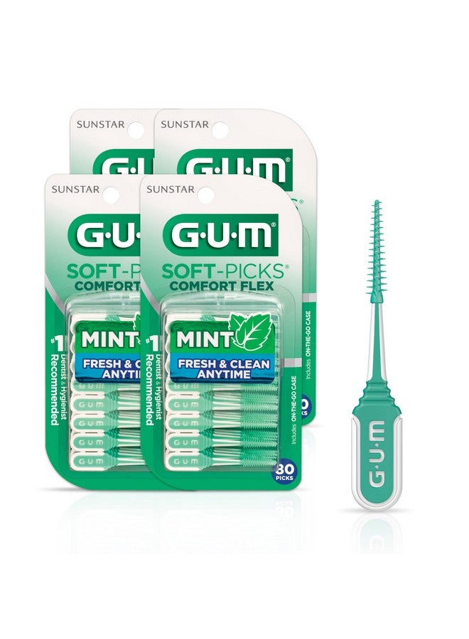 جم سوفت بيكس كومفورت فليكس سهلة الاستخدام لتنظيف الأسنان، فرش صحية للاستعمال مرة واحدة بين الأسنان مع حقيبة حمل مريحة، يوصى بها طبيب الأسنان، نعناع 80 قيراط (4 قطع) - Image 1
