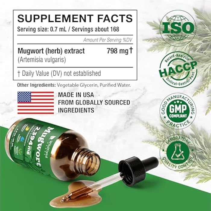 WILDFIELD HERBS 4 Oz Mugwort Extract Liquid Drops - Relaxation & Digestive Support | 2 Month Supply | - Made in USA - Mugwort Herb Supplement - Alcohol & Sugar Free - Image 3