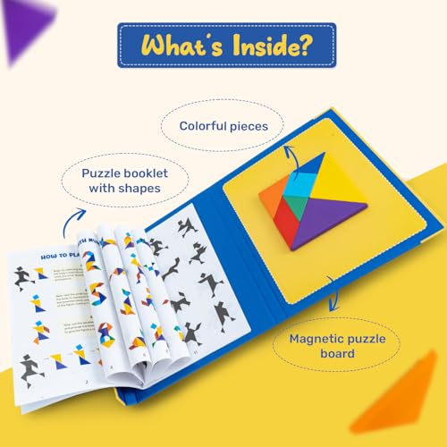 Cubelelo Drift Magnetic Tangram Puzzle | with Strong Magnets, Wooden Pieces & Bold Colors | Toys for 5-10 Years Old Boys Girls & Adults | Travel Friendly, Educational Toy for Return & Birthday Gifts - Image 4
