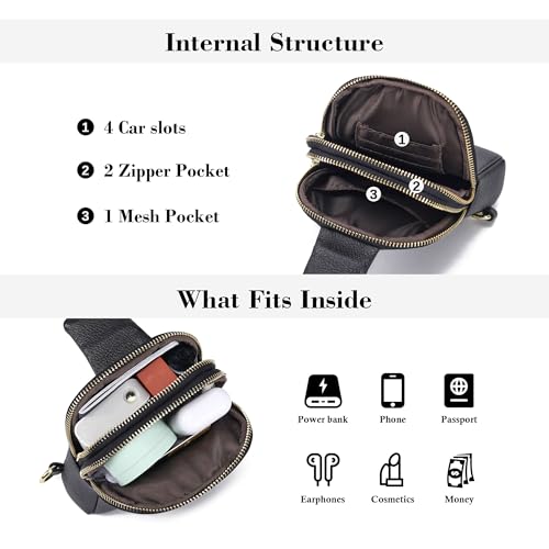 INICAT Travel Small Sling Bag Faux Leather Crossbody Bags Purses Women Fanny Packs Cross Body Bag for Woman Gifts(Black) - Image 5