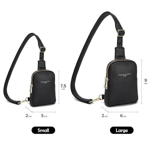 INICAT Travel Small Sling Bag Faux Leather Crossbody Bags Purses Women Fanny Packs Cross Body Bag for Woman Gifts(Black) - Image 3