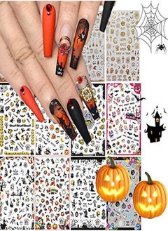 12 Sheets Halloween Nail Stickers Decals Selfadhesive Nail Art Sticker Decals 3D Design Nail Art Tips Stencil Nail Decorations For Halloween Party Include Pumpkin/Bat/Ghost/Witch/Skull