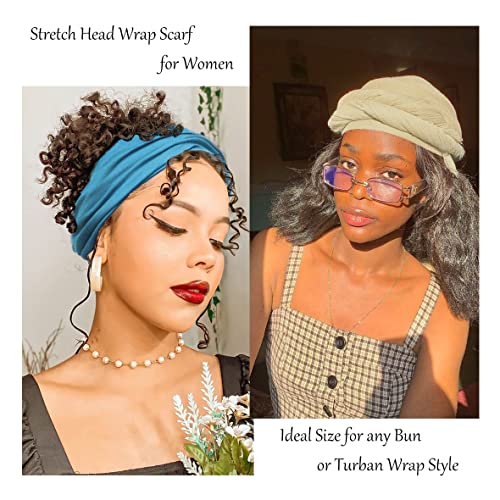 Kachanaa Stretch Head Scarfs Headbands for Muslim Soft Breathable Head Wraps Turbans Long Hair Hijab Scarves for Women(Beige) - Image 2