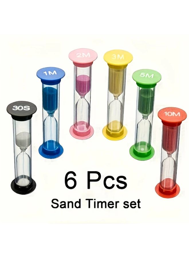 6 Pieces Sand Timer Set Colorful Hourglass 1 30 Minute Accuracy No Electricity Needed Compact Portable For Classroom Sports And Home Use - Image 1
