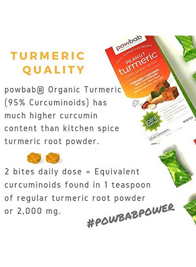 powbab Peanut Turmeric Supplement Bites (3 Pack). Organic Curcumin With Black Pepper Coconut Oil Baobab Powder Enhanced Absorption. Antioxidant Vitamin For Joint Health. Gluten Free Bites 10Ct - Image 3