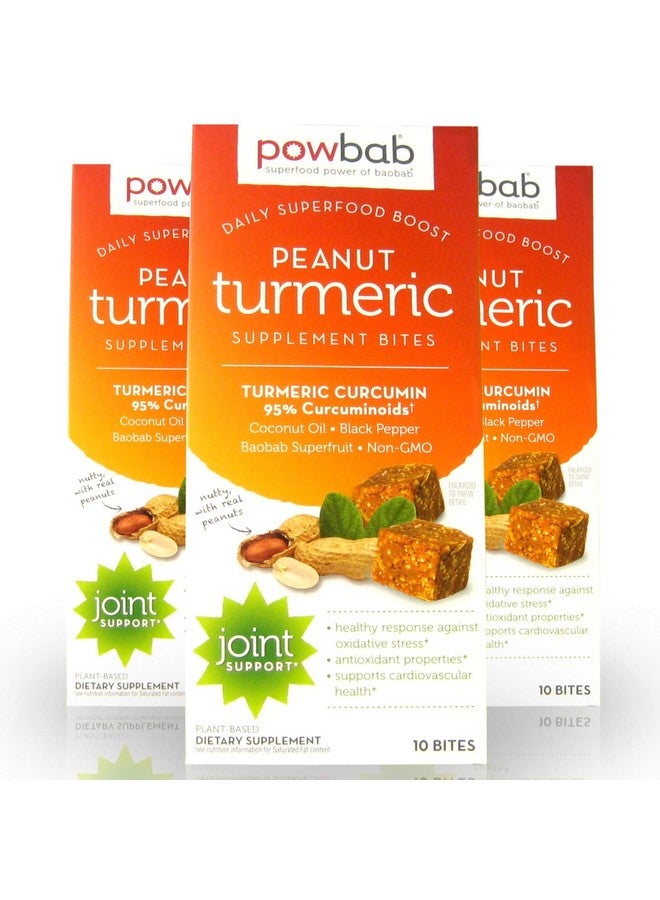 powbab Peanut Turmeric Supplement Bites (3 Pack). Organic Curcumin With Black Pepper Coconut Oil Baobab Powder Enhanced Absorption. Antioxidant Vitamin For Joint Health. Gluten Free Bites 10Ct - Image 2
