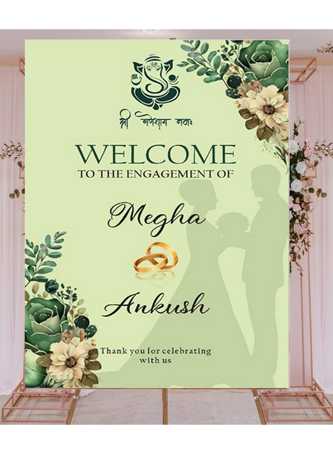 Theme My Party Custom Indian Engagement Ceremony Welcome Sign Board - Personalized Indian Pre Wedding Engagement Wedding Sign Board - Indian Ceremony Welcome Sign for Engagement Decoration - Image 2