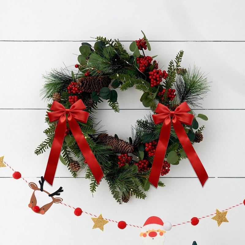 Christmas Tree Bows - 4.53x7.28 Inches Reusable Ribbon Wreath,12-Pieces Bow for Christmas Tree - for Wrapping Holiday Outside Indoor Front Door Kitchen Home Party - Image 3