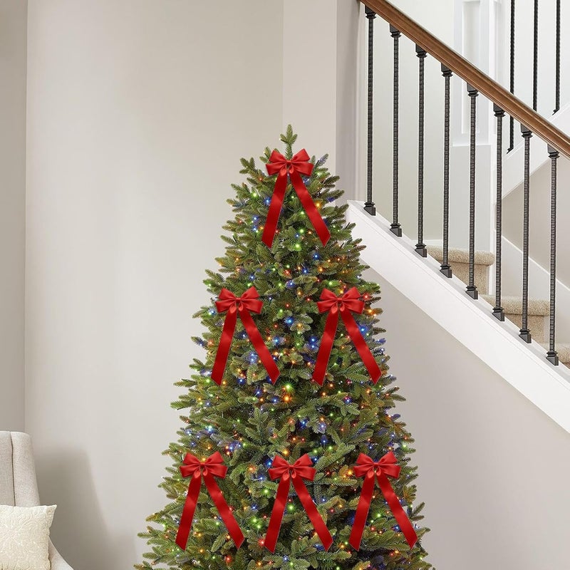 Christmas Tree Bows - 4.53x7.28 Inches Reusable Ribbon Wreath,12-Pieces Bow for Christmas Tree - for Wrapping Holiday Outside Indoor Front Door Kitchen Home Party - Image 2