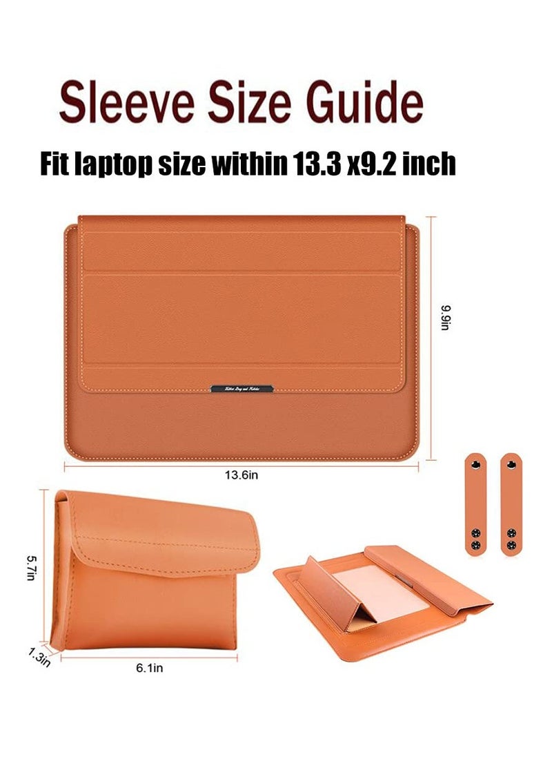 SYOSI - Laptop Sleeve Compatible with 13-13.3 inch MacBook Pro/Air , Smart Sleeve All-in-One Protective Carrying Case | Invisible Stand | Wrist Rest | Storage Pouch(Brown) - Image 1