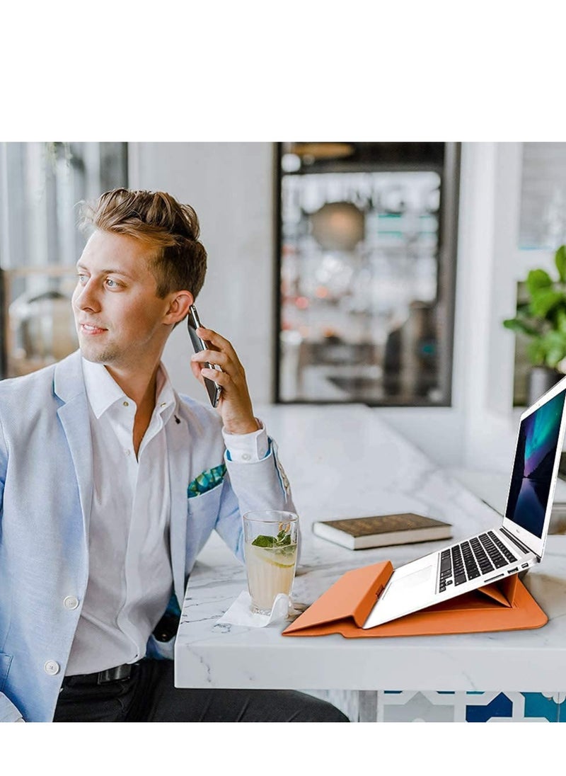 SYOSI - Laptop Sleeve Compatible with 13-13.3 inch MacBook Pro/Air , Smart Sleeve All-in-One Protective Carrying Case | Invisible Stand | Wrist Rest | Storage Pouch(Brown) - Image 1