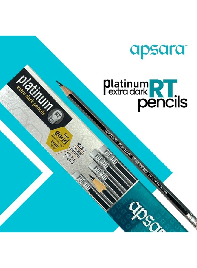 Apsara Platinum Extra Dark Pencils – Pack of 12 with Long Point Sharpener | Rubber-Tipped, Smooth & Durable Writing - Image 4